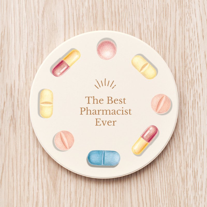 Best Pharmacist 最佳藥師藥丸陶瓷杯墊  客製 藥師 膠囊 禮物 - 杯墊 - 瓷 