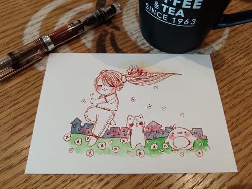 琪琪心靈插畫工作室 記憶奔放鋼筆淡彩原畫