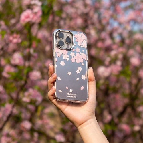 A.caseland 客製化 | 桜落 Sakura 粉藍漸變磨砂鏡面手機保護殻