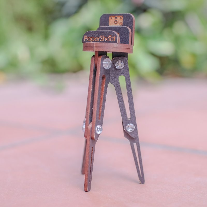 PaperShoot D.I.Y Wooden Tripod - for camera, phone and business card, gift - กล้อง - ไม้ สีนำ้ตาล