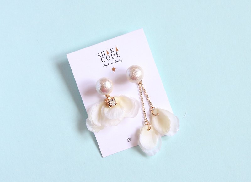 The last chance. Limited. Sold out without fill * cottonseon crystal cherry Japanese anti-allergic earrings / ear clip - Earrings & Clip-ons - Plants & Flowers White