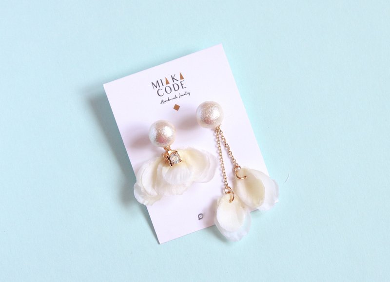 The last chance. Limited. Sold out without fill * cottonseon crystal cherry Japanese anti-allergic earrings / ear clip - Earrings & Clip-ons - Plants & Flowers White