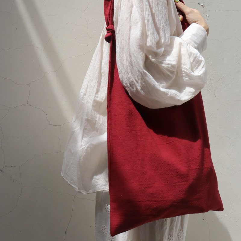 Buyo side vest backpack off-white.dark red - Messenger Bags & Sling Bags - Cotton & Hemp Red