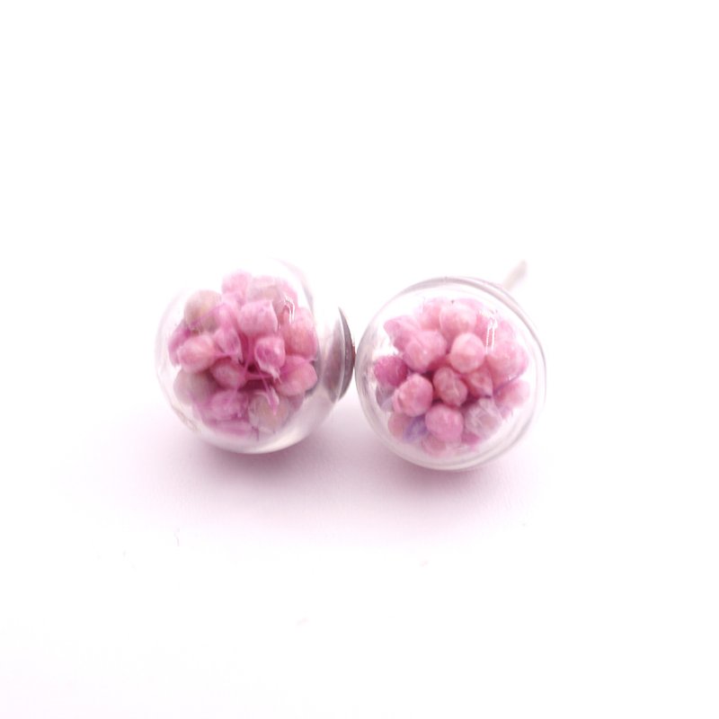 A Handmade elegant lilac tone Xia grass glass ball earrings - ต่างหู - พืช/ดอกไม้ 