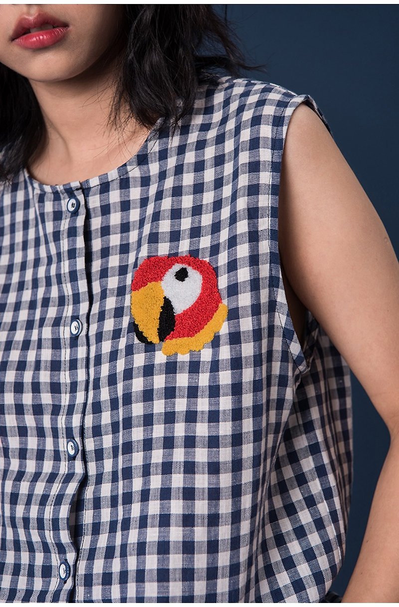 odd maker 格子背心套裝女2020夏裝新款復古文藝短袖T恤兩件套潮 - 女裝 背心 - 棉．麻 