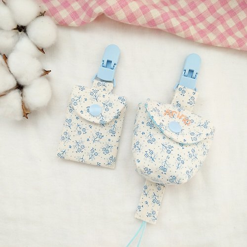 QQ rabbit 手工嬰幼兒精品 彌月禮盒 鄉村風藍色小花-2色可選。2件 / 3件組 (可繡名字)