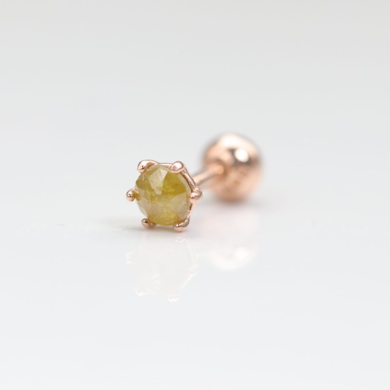 14K 六爪黃色原鑽鎖珠耳環(單個)耳骨 耳窩 不退色 - 耳環/耳夾/耳骨夾 - 貴金屬 