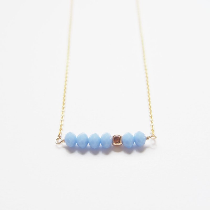 Minimalist temperament · gold-plated square beads · Czech cut face beads · gold-plated necklace (45cm) - quiet blue - Necklaces - Other Metals Blue