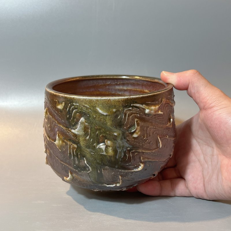 柴燒重落灰水波紋大茶碗 / 水方 / 小平凡手作 - 茶壺/茶杯/茶具 - 陶 
