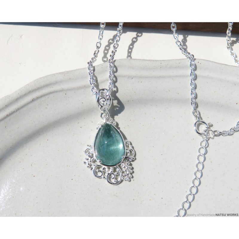 モス アクアマリン ネックレス / Moss Aquamarine Necklace - 項鍊 - 寶石 藍色