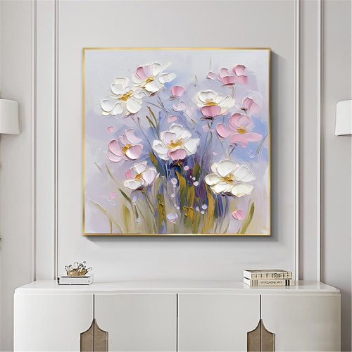 花言葉手描きの花の装飾画の質感抽象画レストランリビングルーム吊り