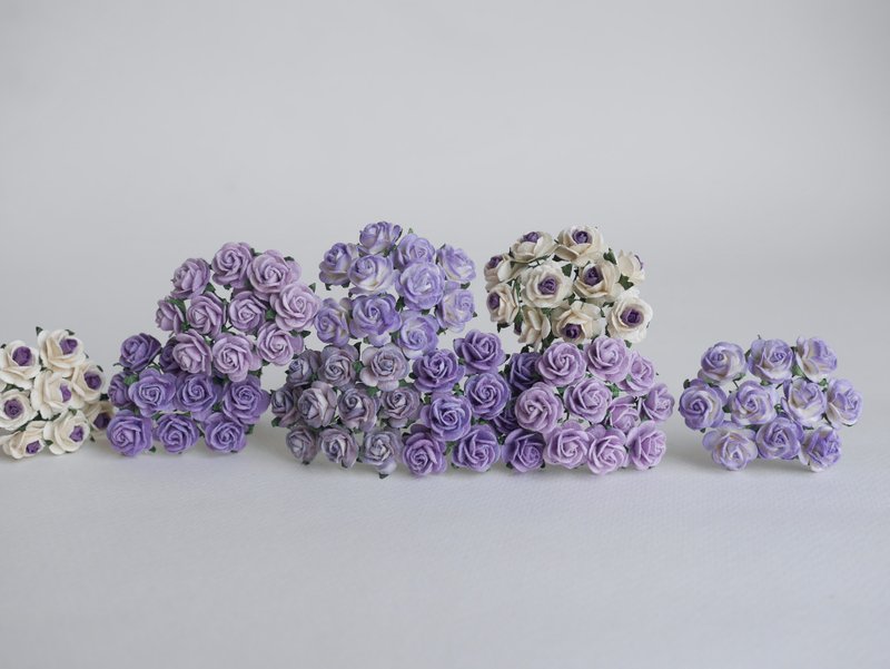 paper flower supplies, 100 pcs. small rose size 1.5 cm., mixed purple tone color - 其他 - 紙 紫色
