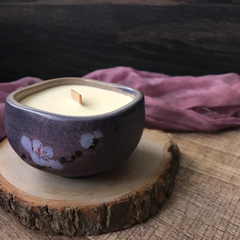 Hand-painted pottery cup soy candle 85g I fruity / floral / woody - Candles & Candle Holders - Wax 