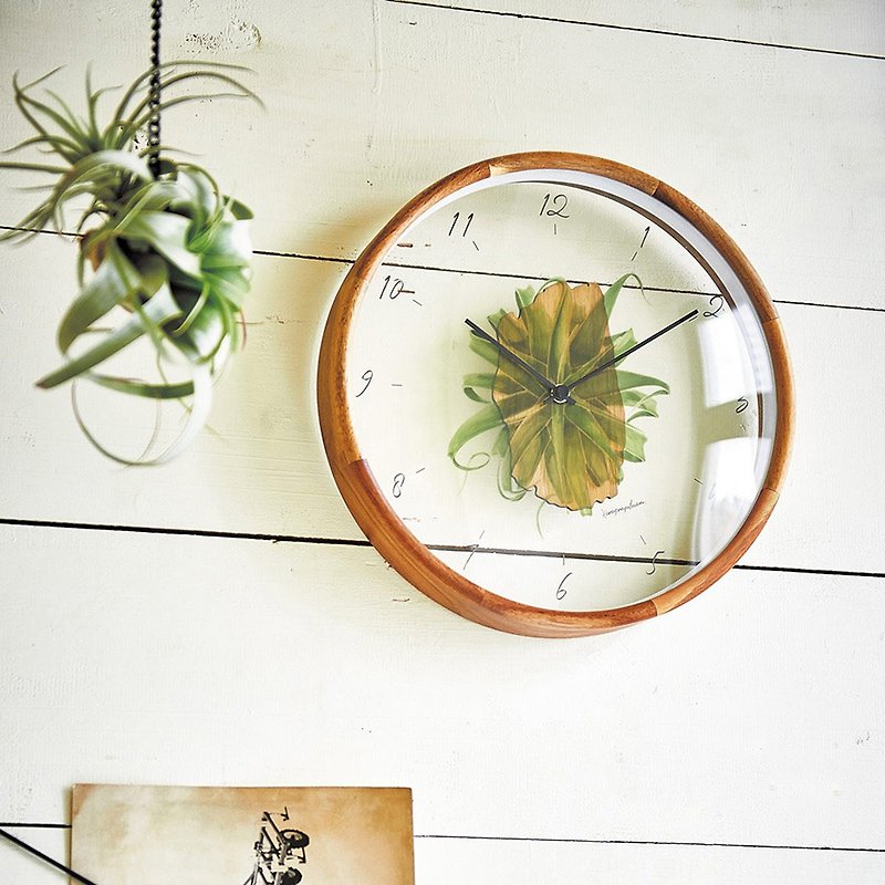 ボタニカデポ-観葉植物は壁掛け時計をミュートします（薄ブラウン） - 時計 - 木製 ブラウン