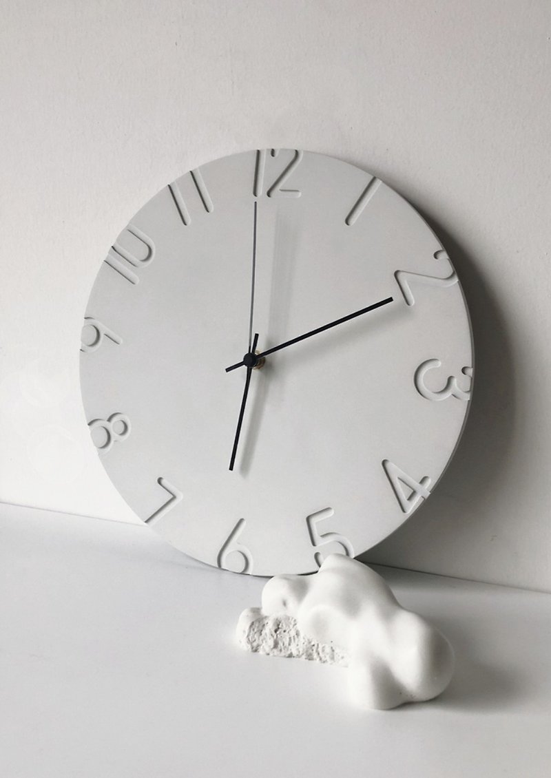 Kedu series fair-faced concrete silent clock milk white wall clock