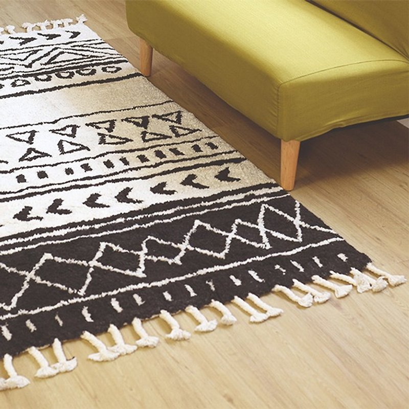 Alo - geometric shape carpet - ผ้าห่ม - ผ้าฝ้าย/ผ้าลินิน สีดำ