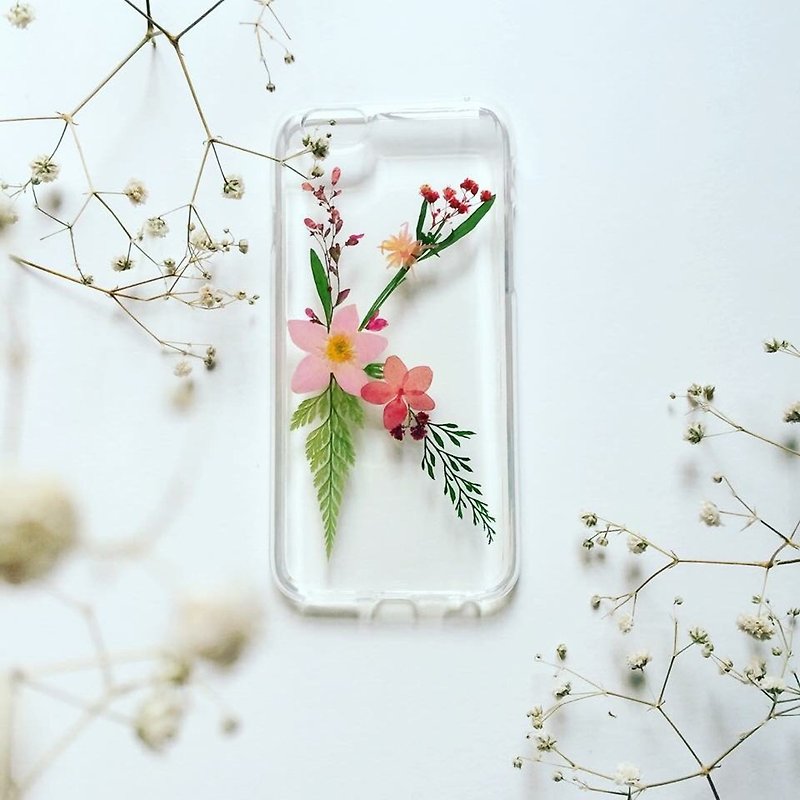 Custom made Initial pressed flower phonecase - Phone Cases - Plastic Multicolor