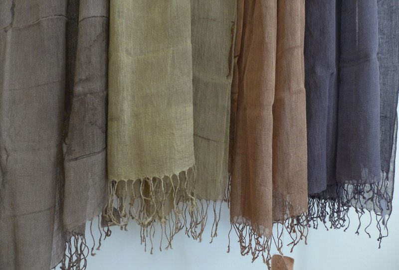 Rust-dyed linen scarf - Knit Scarves & Wraps - Linen 