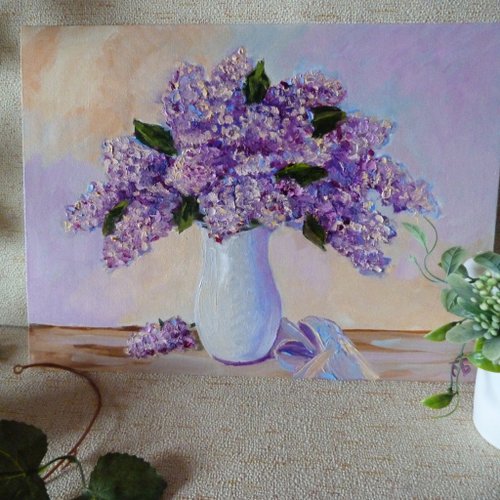キャンバス油絵 　専用　花瓶に入れた二輪のお花 キャンバス油絵 専用 花瓶に入れた二輪のお花安価