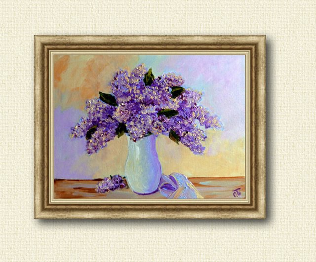 油絵 絵画 【白と紫のライラック】 絵画 HR 通販 15985244