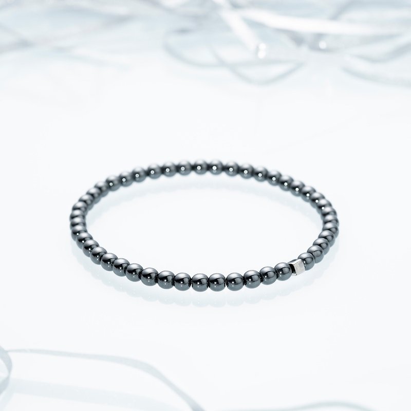 Black Stone| Hematite | Natural Energy Bracelet | 3.5-4.5mm - สร้อยข้อมือ - หิน สีเงิน