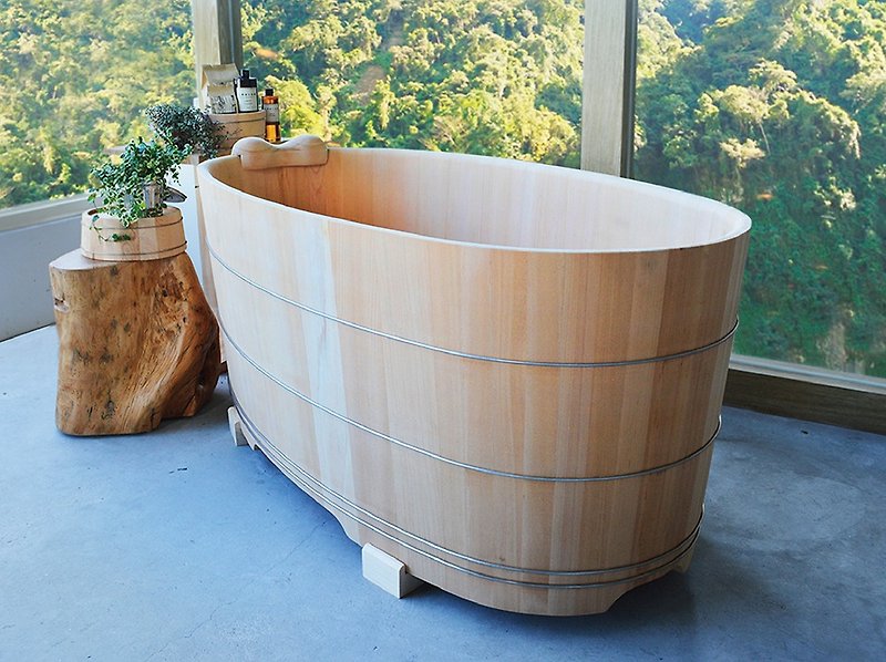 香杉原木泡澡桶  3尺 / 3.5尺 / 4.2尺 / 4.6尺 (可客製化訂做) - 其他 - 木頭 咖啡色