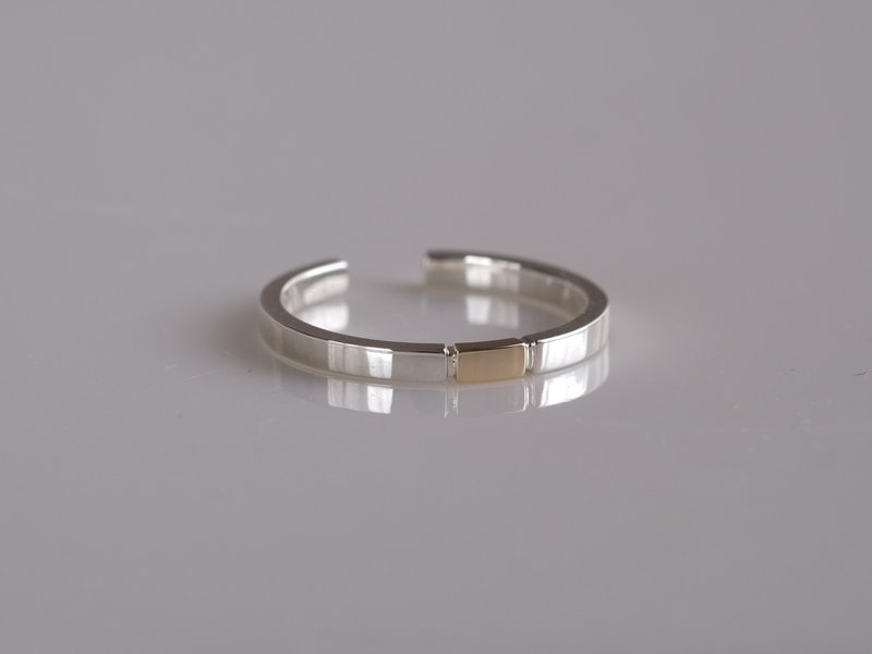 K10YG×silver925 　bass ring　コンビカラーリング　10金　シルバー - 戒指 - 其他金屬 銀色
