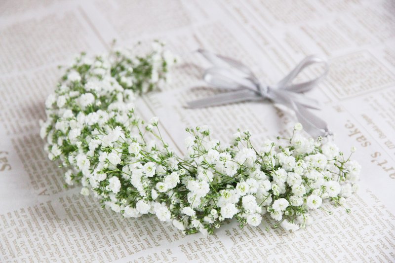 │生花花冠││♥Baby Breath花圈花冠♥  ♪可客製化♪ - 盆栽/植栽 - 植物．花 白色