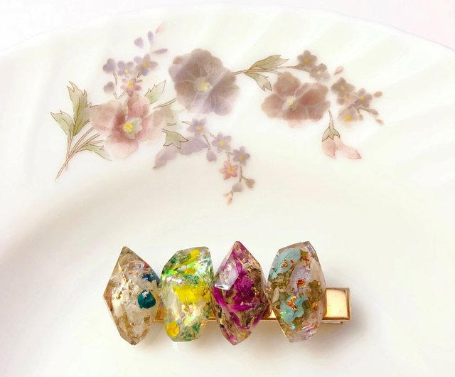 宝石かんざし ハンドメイド ドライフラワー 日本製 レジン リアルフラワー