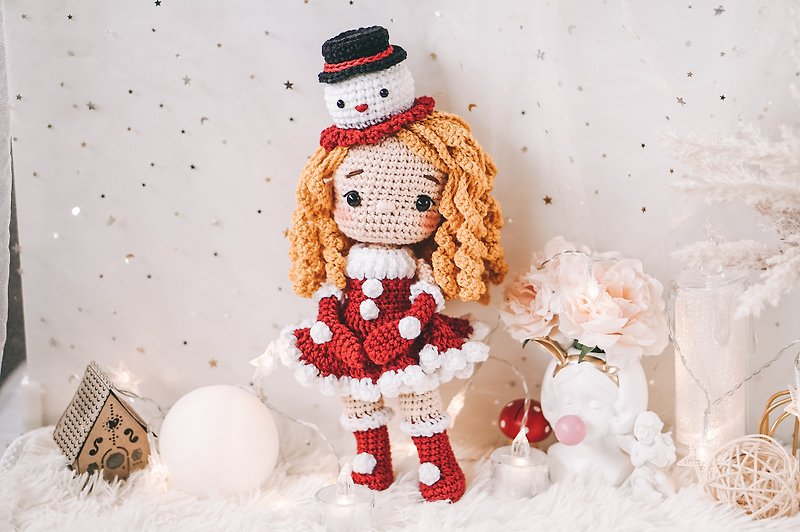PDF Pattern Christmas Girl Santy - Knitting, Embroidery, Felted Wool & Sewing - Other Materials Red