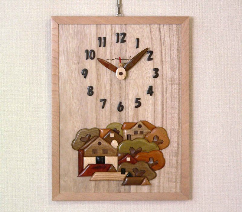 Woody picture & clock 森の家 - 時鐘/鬧鐘 - 木頭 咖啡色