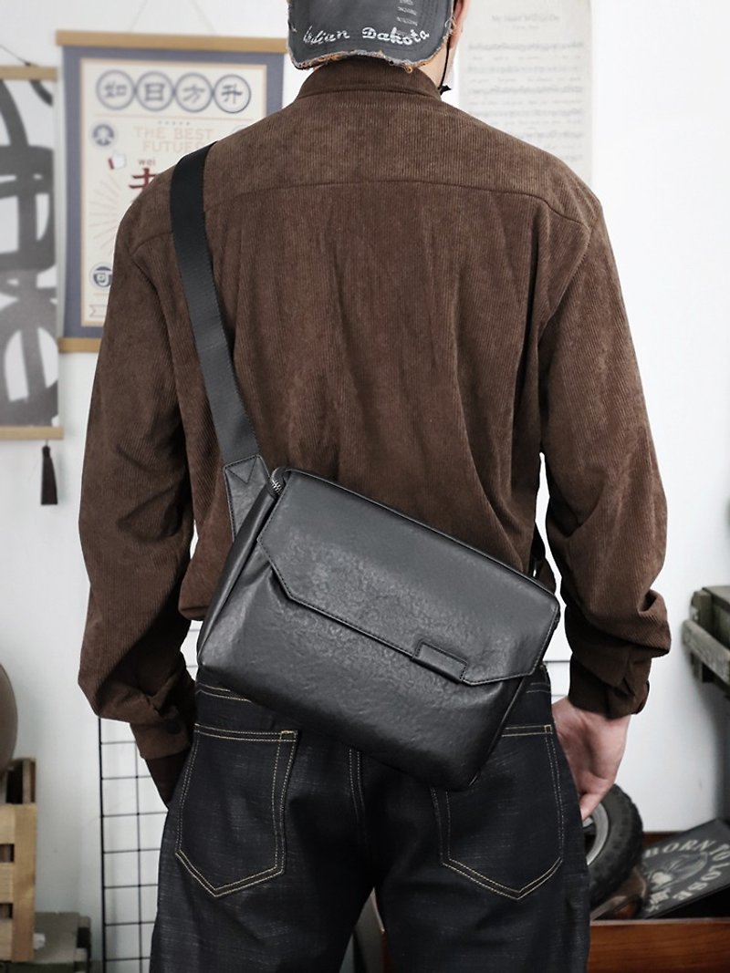 Casual Genuine Leather Men's Crossbody Shoulder Bag For Travel - Messenger Bags & Sling Bags - Genuine Leather Black
