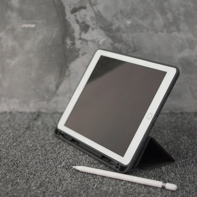 Lucid+Folio Shock Resistant Folio Case for 9.7-inch iPad (Apple Pencil Slot) - เคสแท็บเล็ต - หนังเทียม สีเทา