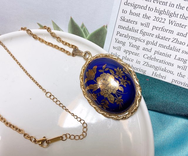 フランス製 リモージュ 七宝焼 K18 枠 ペンダント 兼 ブローチ 9.8g フランス製 リモージュ 七宝焼 K18 枠 ペンダント 兼 ブローチ 9.8g