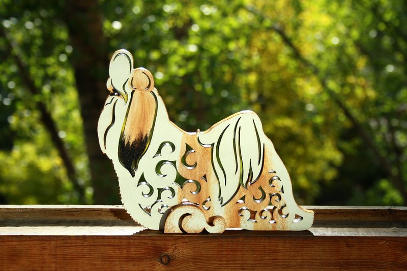 Statuette Shih Tzu figurine made of wood - 擺飾/家飾品 - 木頭 