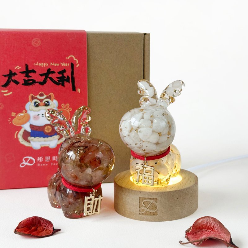 【快速出貨】新春水晶麋鹿禮盒 紅膠花 月光石 | 新年禮物 賀禮 - 擺飾/家飾品 - 寶石 紅色