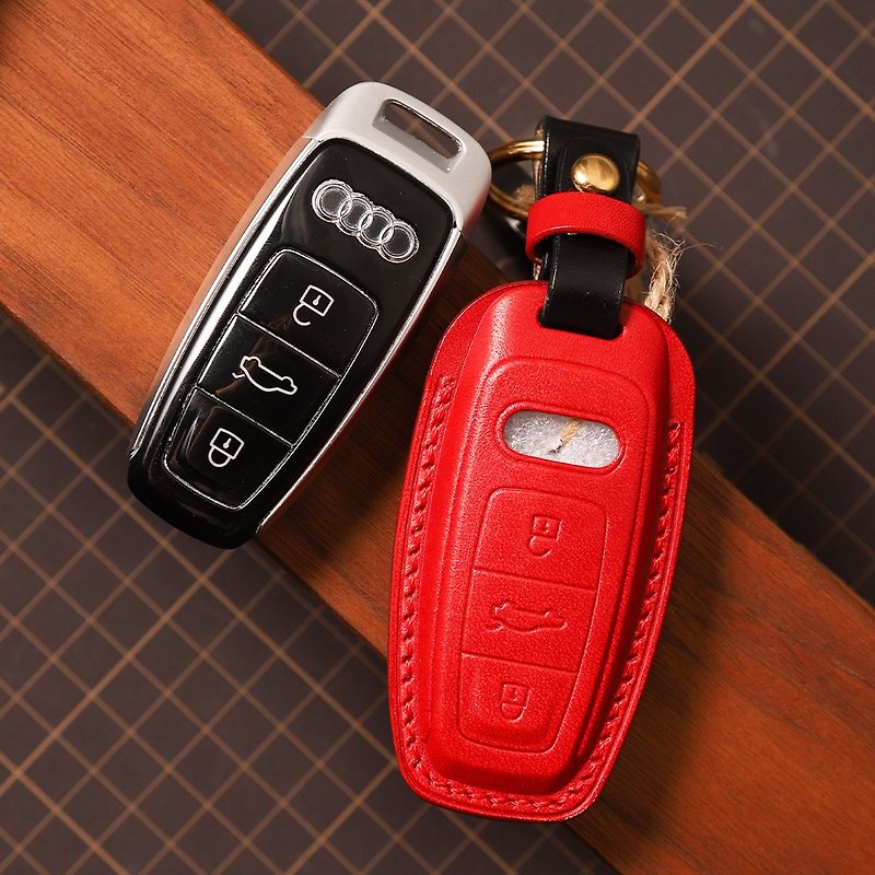 【Off-season sale】Fully handmade custom For Audi car key leather case full leather - ที่ห้อยกุญแจ - หนังแท้ 