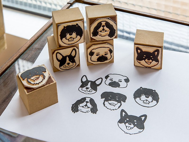 Dog Party - OURS DIY Stamp Set - by Koopa - ตราปั๊ม/สแตมป์/หมึก - ไม้ สีนำ้ตาล