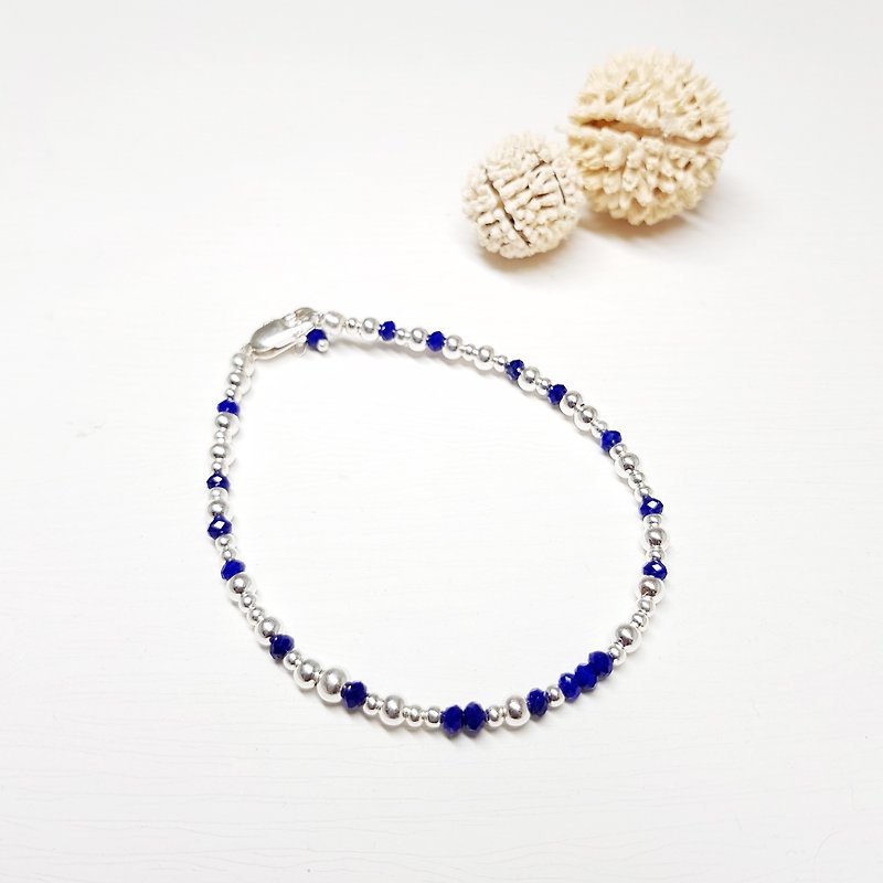 lapis lazuli sterling silver bracelet - สร้อยข้อมือ - เครื่องเพชรพลอย สีน้ำเงิน