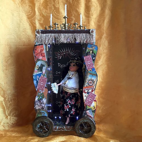 DecoRina Tarot Reading,doll photo prop,doll room box,for Blythe,monster high,barbie,bratz