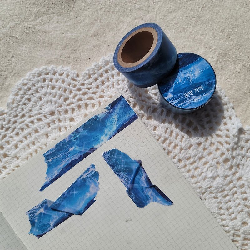 Aqua Memoria Ocean Waves Masking Tape - Washi Tape - Paper Blue