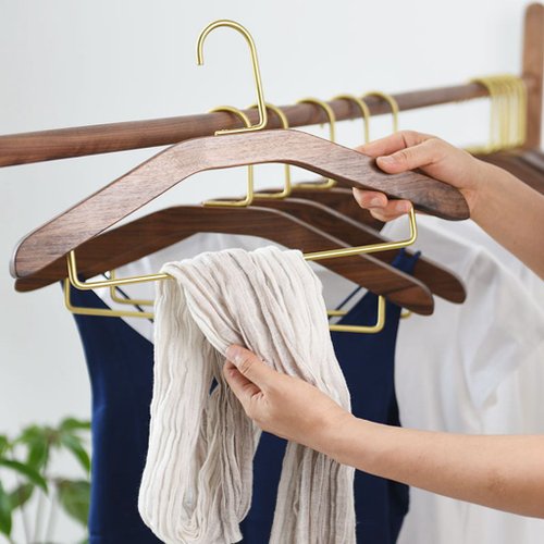 Black Walnut & Brass Household Hangers Natural Solid Wood Hangers Original  Ecological Solid Wood Hanger Wooden Hangers 