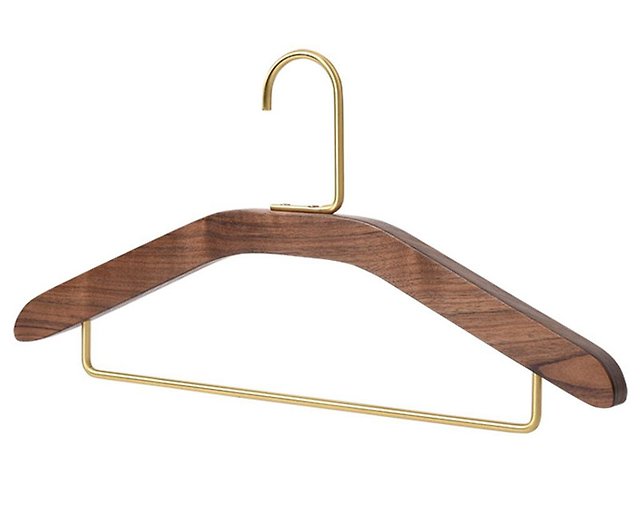 Solid wood clothes hangers 3 pieces/set North American black walnut + brass  beauty - Shop CHONG Hangers & Hooks - Pinkoi