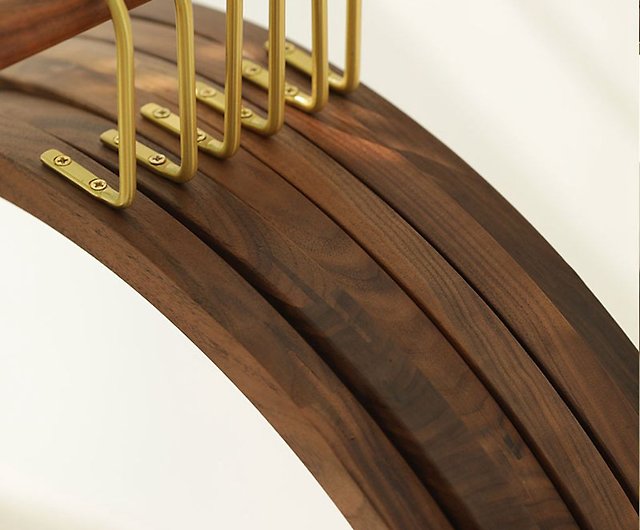 Curved Brass and Black Walnut Wood Clothes Hangers - Buy Coat Hangers
