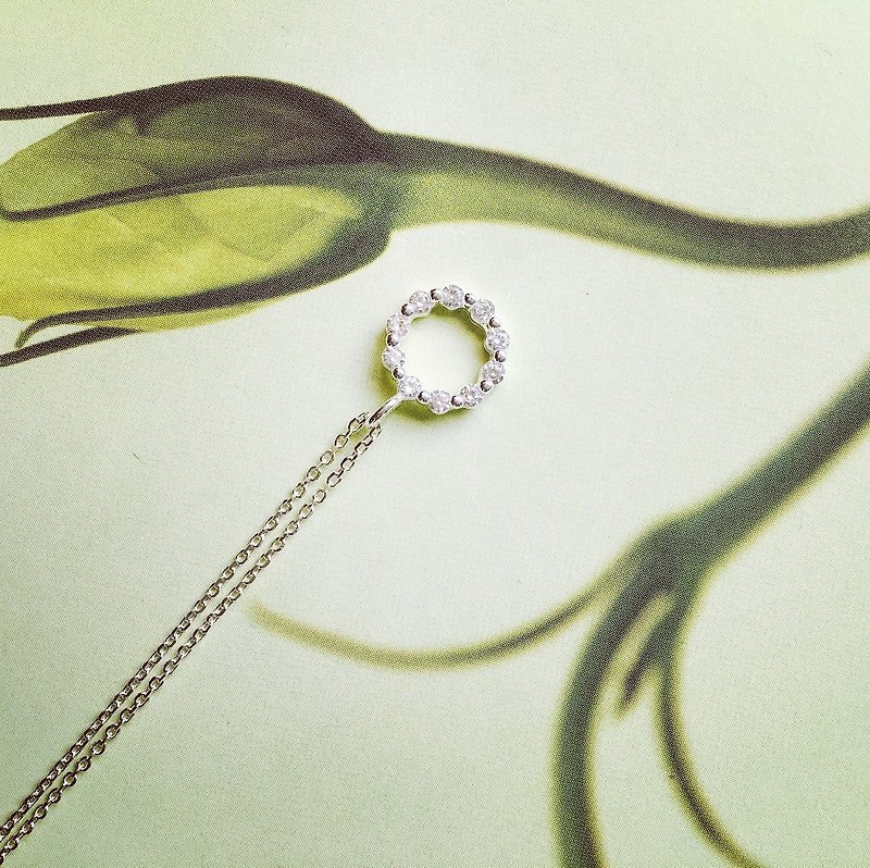 925 sterling silver cute shiny [big sun wreath zircon necklace] - Necklaces - Sterling Silver Green
