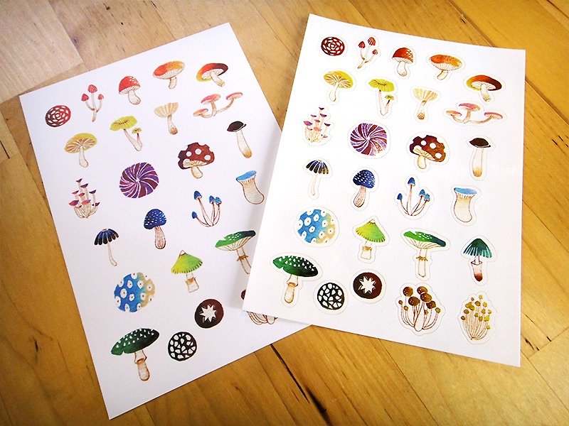 Mushrooms bright color film Die sticker - Stickers - Paper 