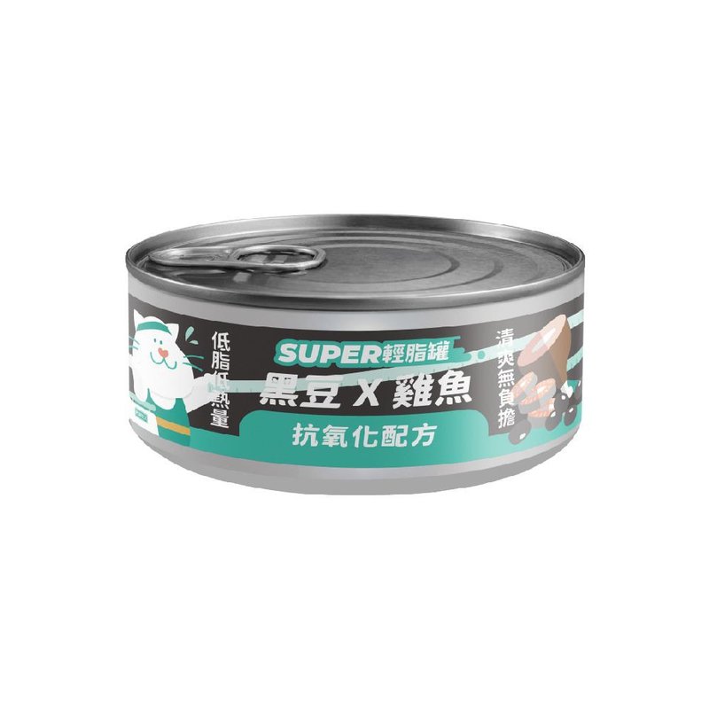 陪心寵糧貓Super小黑輕脂罐 - 雞魚X黑豆 80g - 貓罐頭/鮮食 - 新鮮食材 