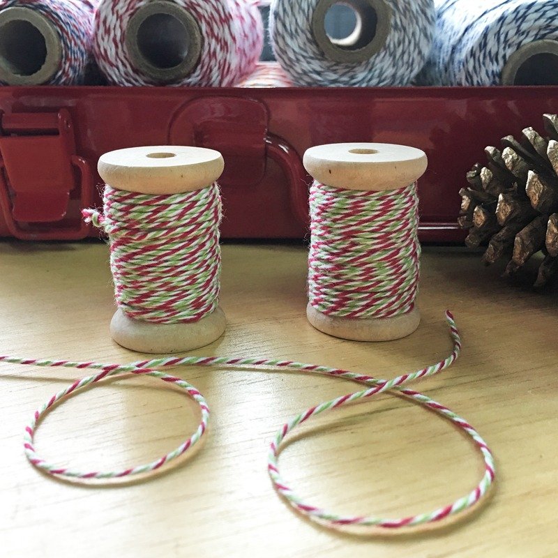 美國進口 Divine Twine 三色棉線-木軸分裝10碼【Holiday】聖誕節 - 編織/刺繡/羊毛氈/縫紉 - 棉．麻 多色