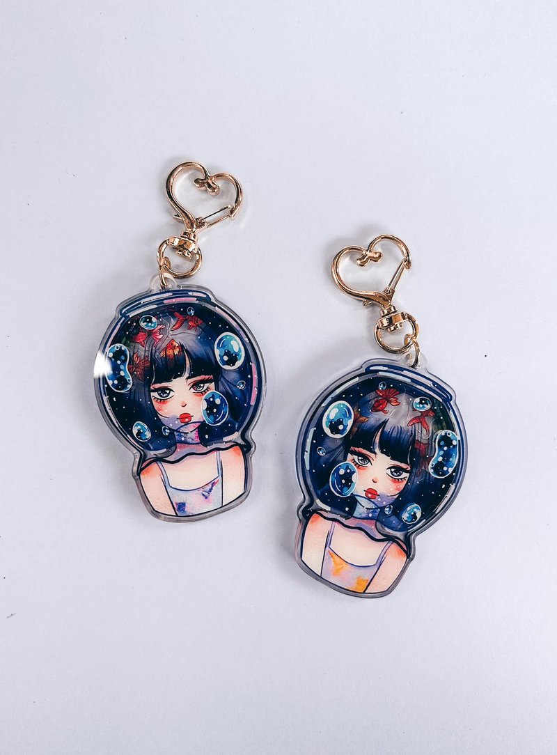 Breathe in your own world Double-sided Shaking Keychain - ที่ห้อยกุญแจ - อะคริลิค สีน้ำเงิน