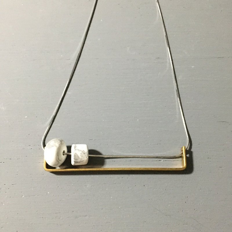 Marble Concrete x Brass Collection - Sterling silver necklace (MCB-003) - สร้อยคอ - ปูน สีเทา